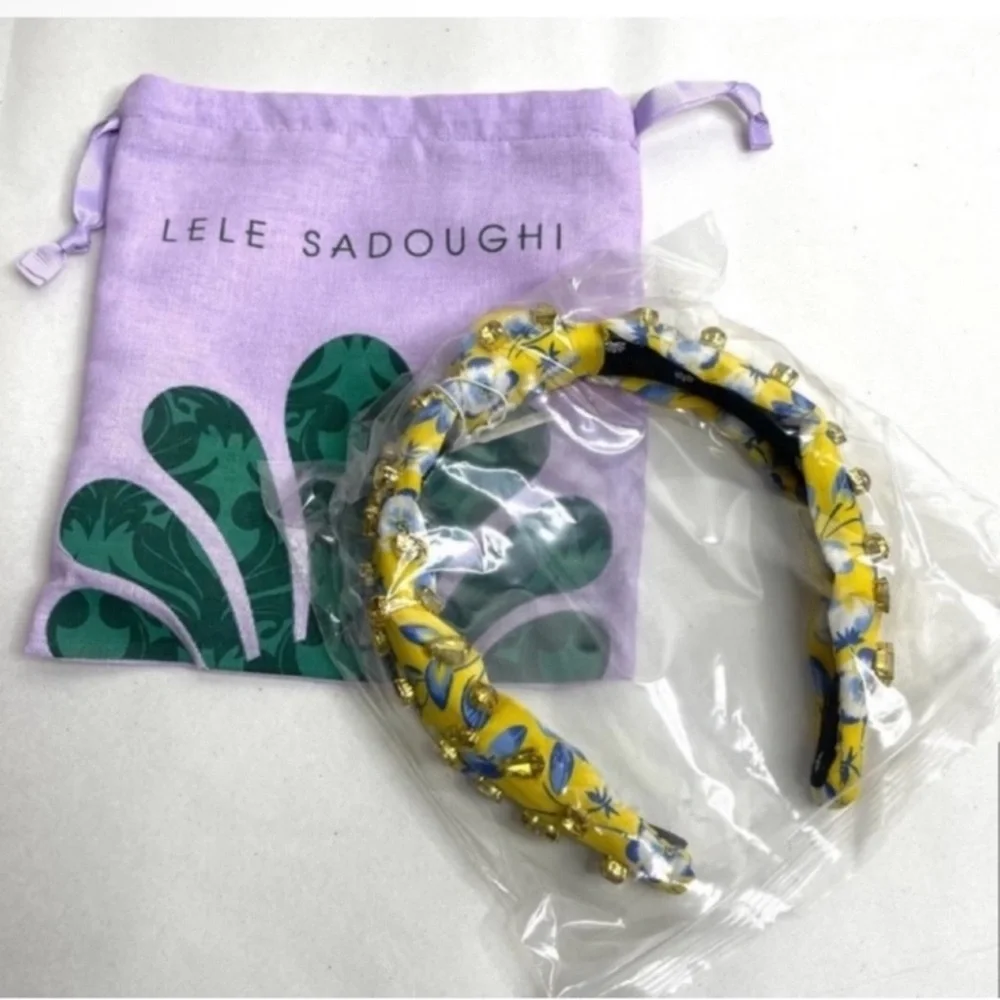 LELE SADOUGHI x LIBERTY LONDON Crystal Embellished NEW Yellow Floral Headband